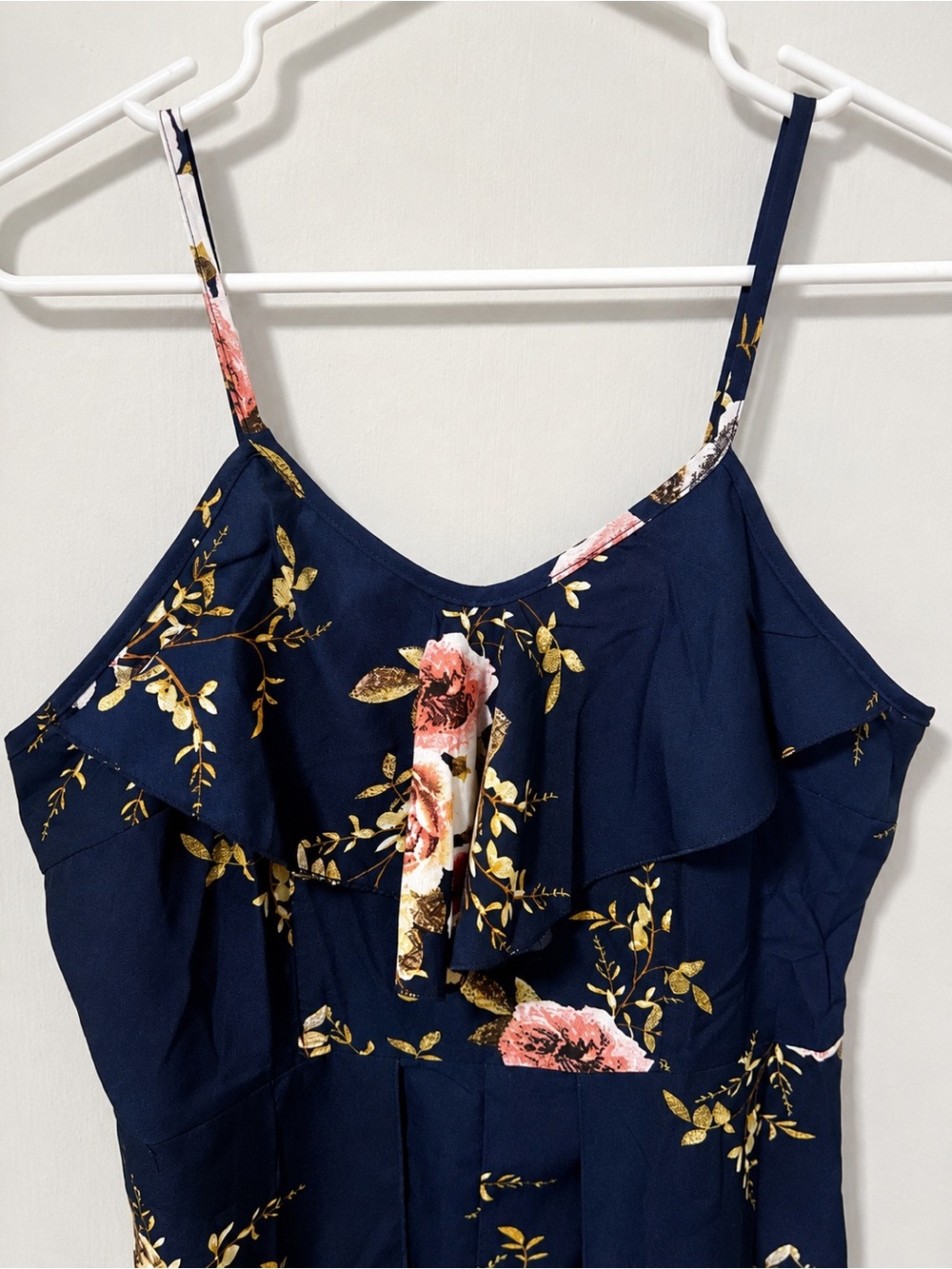 🆕 Navy Floral Split-Leg Jumpsuit/ROMPER DRESS SMALL - Picture 4 of 5